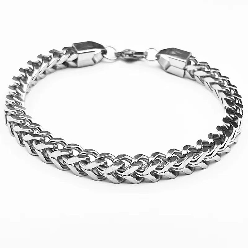 Wholesale Front and Back Chain 6mm Stainless Steel Bracelet